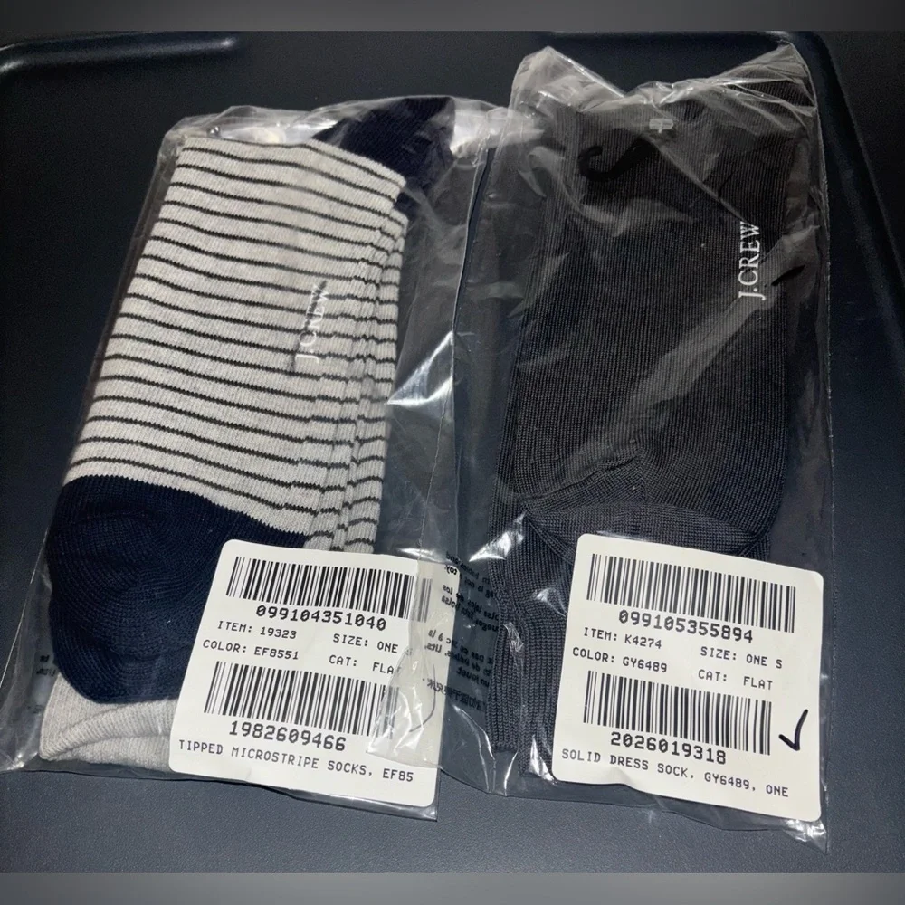 NWT J.Crew Men’s Socks Lot. Navy Stripe & Gray Casual Work Office Academia OS